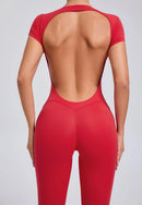 Sexy Mangas Compridas Terno Feminino Macacão Secagem Rápida Roupas de Ioga Treino Bodysuits Backless Esportes Macacão Mulheres Ginásio