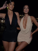 Nibber Diamante Colado Mini Vestido de Cor Sólida Moda Feminina Profundo Decote Em V Vestidos Sem Alças Tendência Feminina Streetwear Roupas