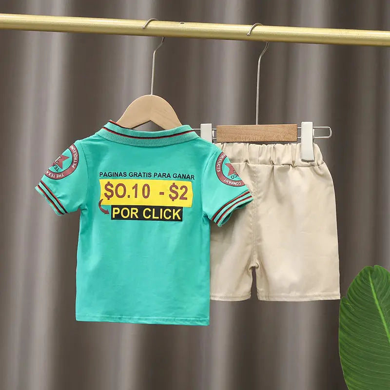Crianças Roupas mãe Crianças Roupas Crianças Conjuntos Meninos T-shirt Shorts Verão Algodão Manga Curta moda Suit2PCS