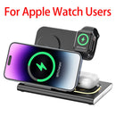 Carregador Sem Fio 3 Em 1 Dobrável 300W com Suporte de Mesa para Carregamento Rápido para iPhone 16 15 14 13, Samsung, Apple Watch e Airpods