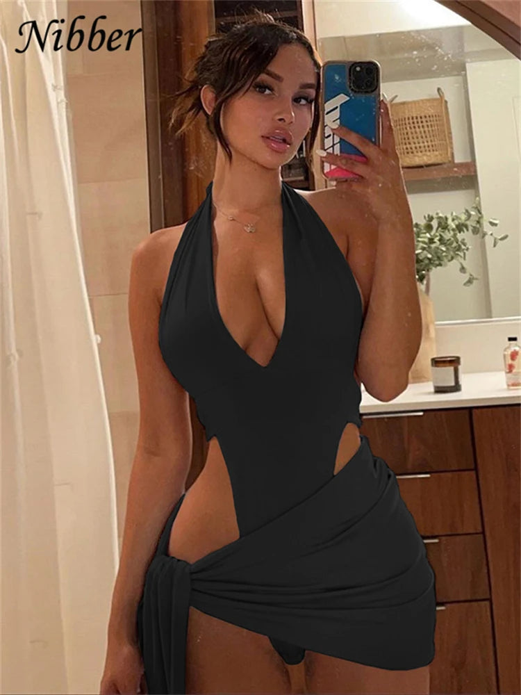 Nibber Sexy Beach Vacation Wear Basic Bikini Bodysuit Saias 2 Conjuntos de Duas Peças Para Roupas Femininas Ternos Maiô Feminino 2024
