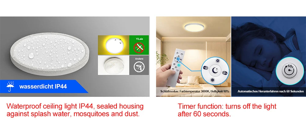 Luz de teto LED 220V regulável com controle remoto 24W 2700LM RGB 3000K-6500K Lâmpada redonda de teto para sala de estar Quarto