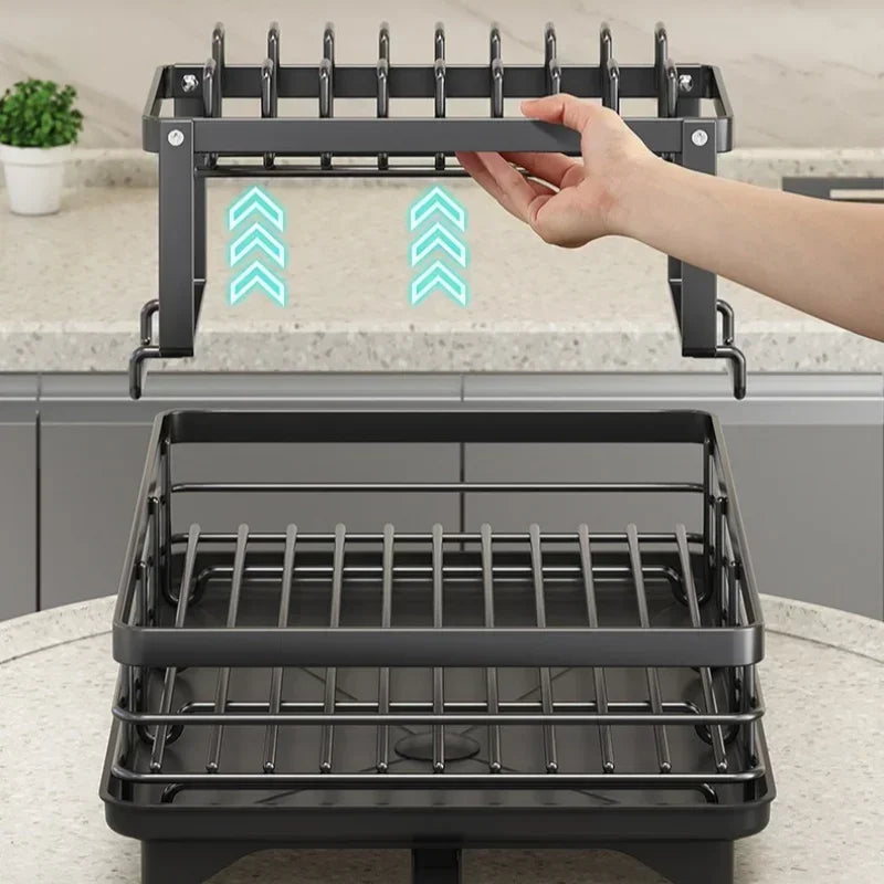 Rack de armazenamento de talheres de aço carbono Rack de escorredor Rack de secagem para pratos, facas e garfos Ferramenta de armazenamento de cozinha de drenagem de bancada