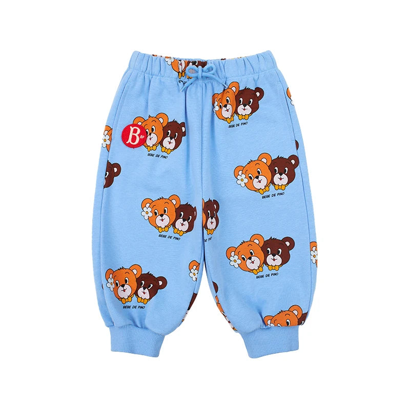 Conjunto de roupas infantis 2025 Nova Primavera Outono Meninos Meninas Cartoon Impresso Com Capuz Conjunto de Calças Casuais Crianças Roupas Casuais Sólidas