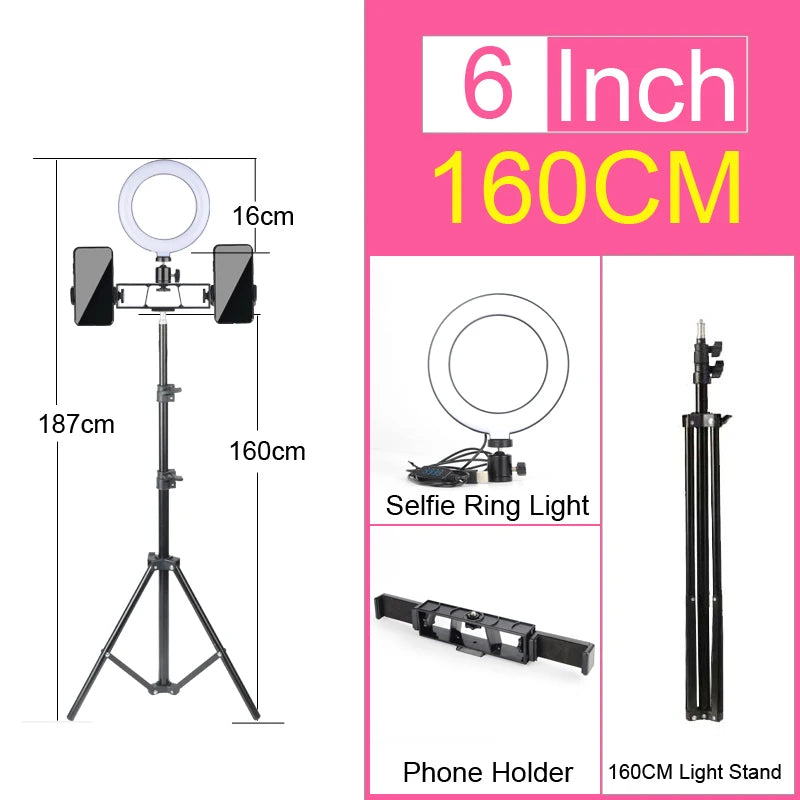 Luz de Anel LED 14 polegadas para Fotografia - Tripé com Luz de Anel para Transmissão ao Vivo
