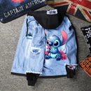 Lilo&stitch Hip Hop Jaquetas Jeans com Capuz para Homens Roupas Femininas Outono Inverno Jaqueta Masculina Patchwork Jaqueta Jeans Streetwear Roupas