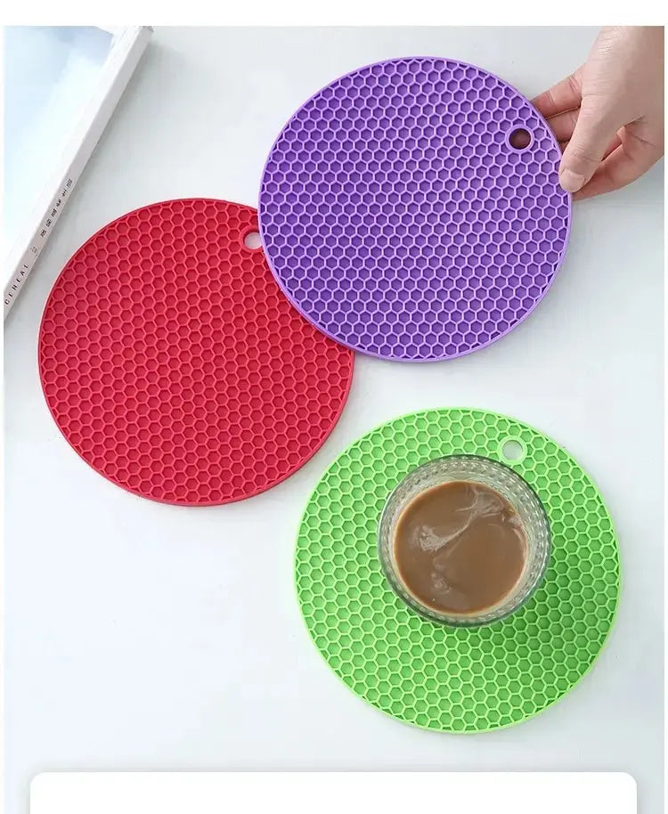 Tapete de silicone redondo resistente ao calor Copos de bebida Porta-copos Isolamento Suporte de panela antiderrapante Engrossar mesa Placemat Acessórios de cozinha