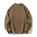 Suéter de gola redonda, cor sólida, básico, masculino, feminino, outono, inverno, parcimonioso, simples, casal, suéter de malha, quente, macio
