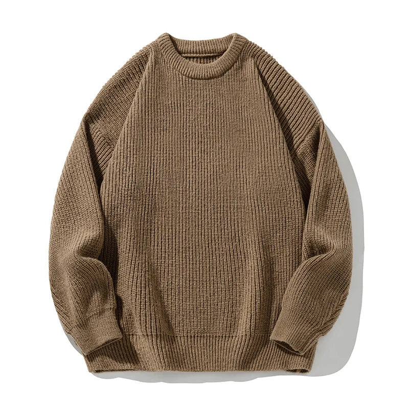 Suéter de gola redonda, cor sólida, básico, masculino, feminino, outono, inverno, parcimonioso, simples, casal, suéter de malha, quente, macio
