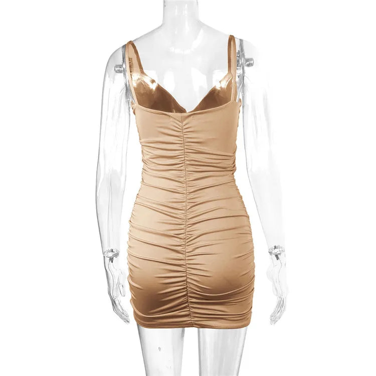 Fairyshely Sexy Ruffle Deep V Short Club Dress Senhoras 2024 Verão Azul Bodycon Vestidos Festa de Noite Mini Vestido Apertado