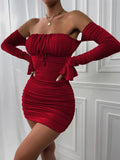 Fairyshely Sexy Ruffle Curto Vestido Clube Senhoras 2025 Outono Verde Bodycon Vestidos Para As Mulheres Festa Apertado Mini Vestido Clubwear