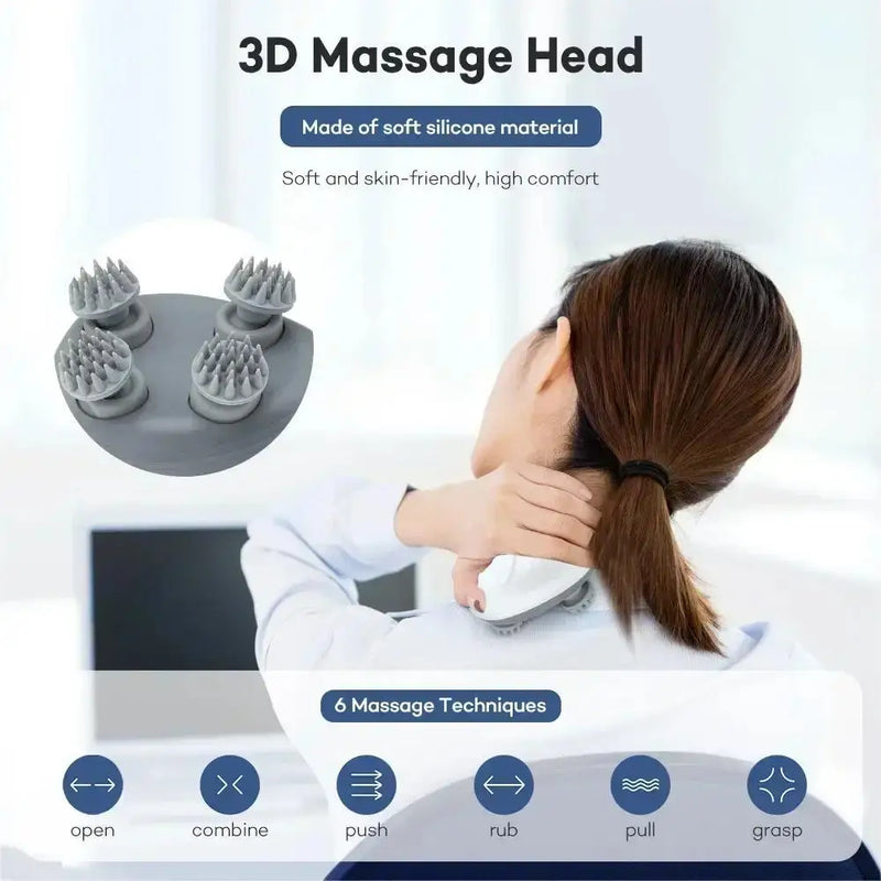 Massageador de Cabeça Mini Inteligente Profissional com Terapia de Luz Vermelha - Dispositivo à Prova d'Água para Cuidado do Couro Cabeludo, Relaxamento e Uso Doméstico