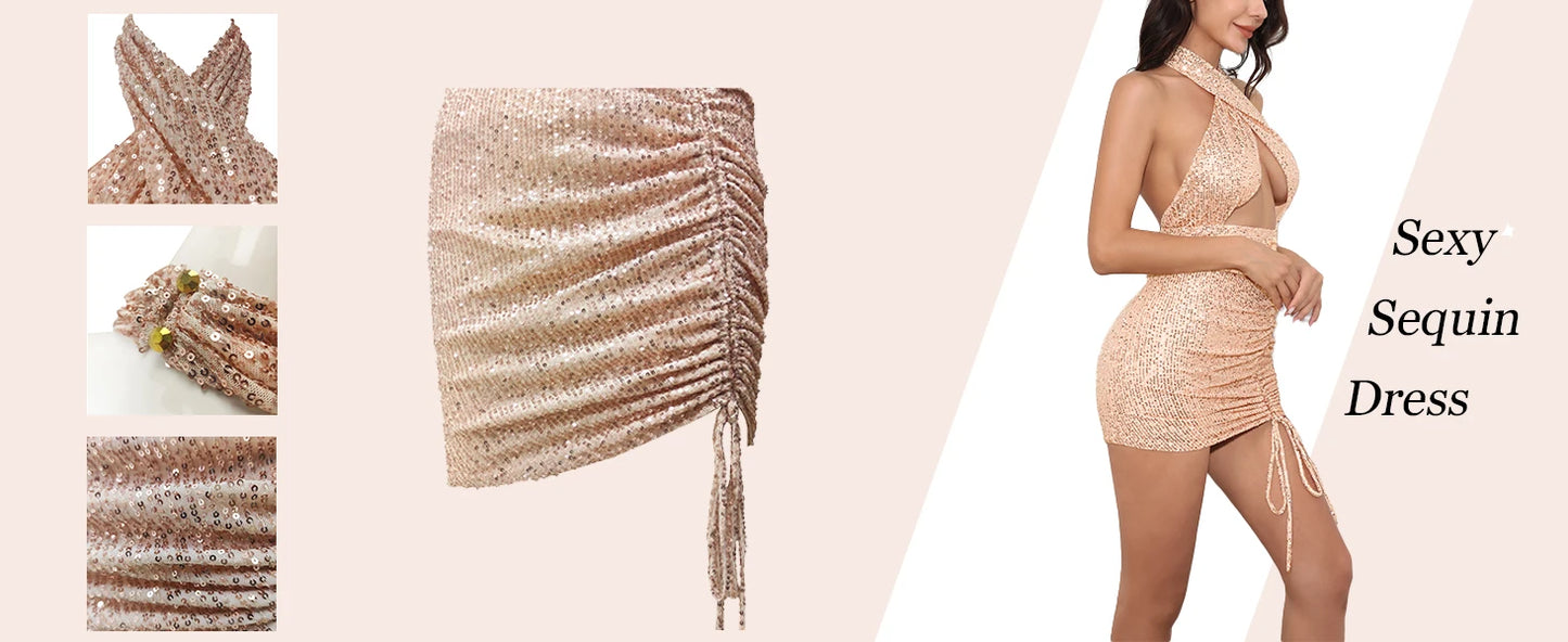 Mini Sexy Bodycon Vestido de Verão Mulheres 2024 Aniversário Estiramento Lantejoulas Vestidos de Festa Roupas Femininas Vestidos Para Mujer Robe Femme