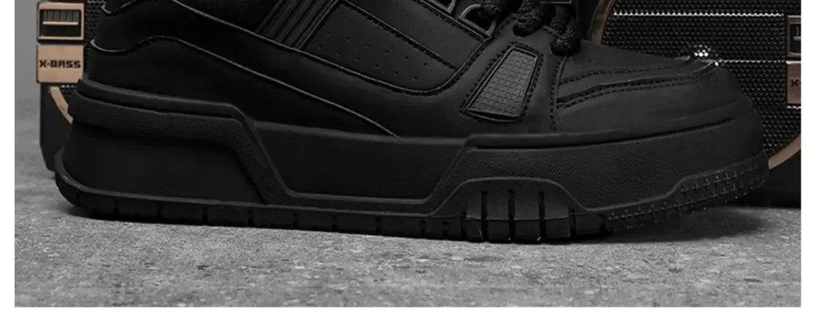 Sapatos Masculinos Black Knight Primavera Na Moda Versátil Esporte Casual Preto Puro Baixo Top Plataforma Aumentar Pão Sapatos da Moda