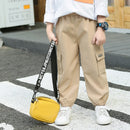 Kids Cargo Pants Solid Color Children Casual Trousers with Multi Pockets Elastic Waist Boys Cargo Pant Streetwear Spring Autumn