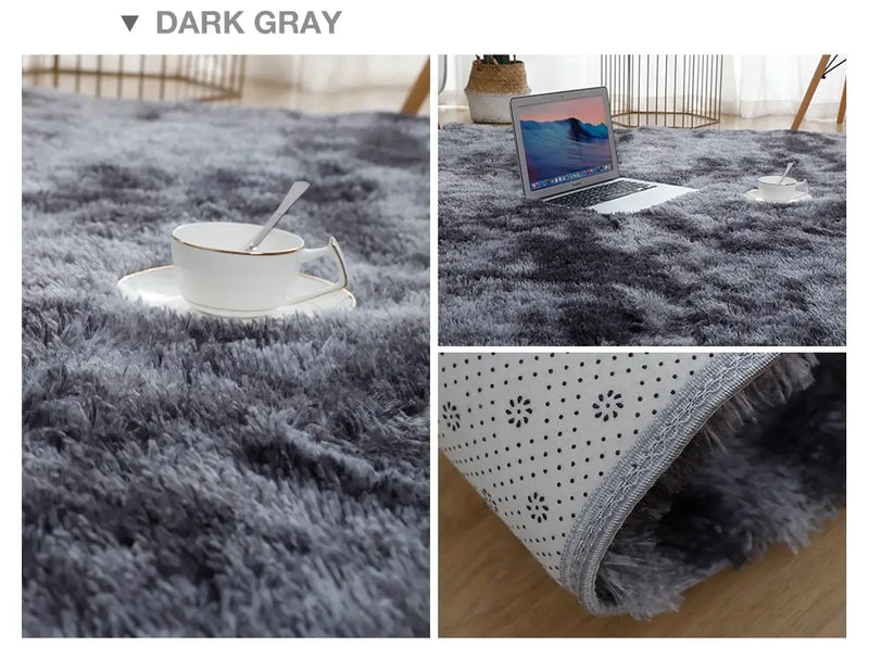 Tapete cinza para sala de estar Tapete de pelúcia Cama Quarto Chão Tapetes fofos Antiderrapantes Tapetes de decoração para casa Tapetes de veludo macio Cobertor de quarto infantil