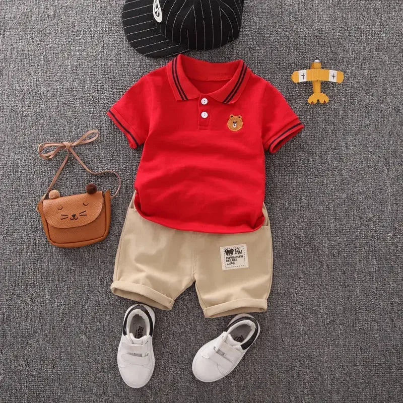 Crianças Roupas mãe Crianças Roupas Crianças Conjuntos Meninos T-shirt Shorts Verão Algodão Manga Curta moda Suit2PCS