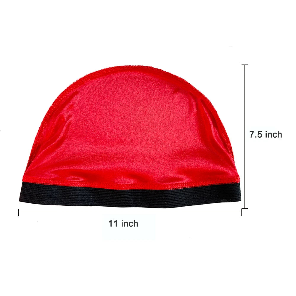 Novo Boné de Cúpula de Seda Unissex Para Homens Elástico Bandanas Durag de Seda Tampa de Peruca Inferior Spandex Boné de Resfriamento Boné de Gorro Baseado em Seda
