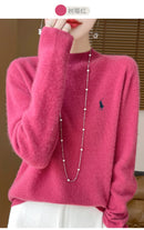 2025 Outono/Inverno Feminino Novo Moletom Com Capuz De Caxemira Elegante Bordado Meio Alto Gola Macia Caxemira Explosiva100% Lã Australiana