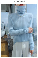 Pilha pescoço camisola mulheres 2025 outono einverno novo 100% puro vison cashmere camisola moda feminina malha pulôver de manga comprida