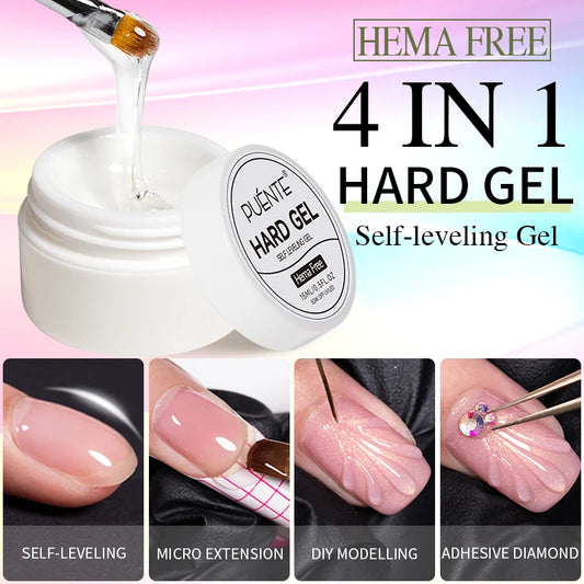 Esmalte em Gel Autonivelante 15ML Livre de Hema Gel Transparente Rígido Extensão de Unhas Modelagem 3D Cola para Strass Removedor de Verniz UV