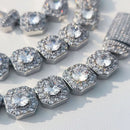 10 / 12MM Clustered Tennis Chain para Homens Colar Hip Hop Iced Out Zircônia Latão Rapper Rock Gargantilha Jóias