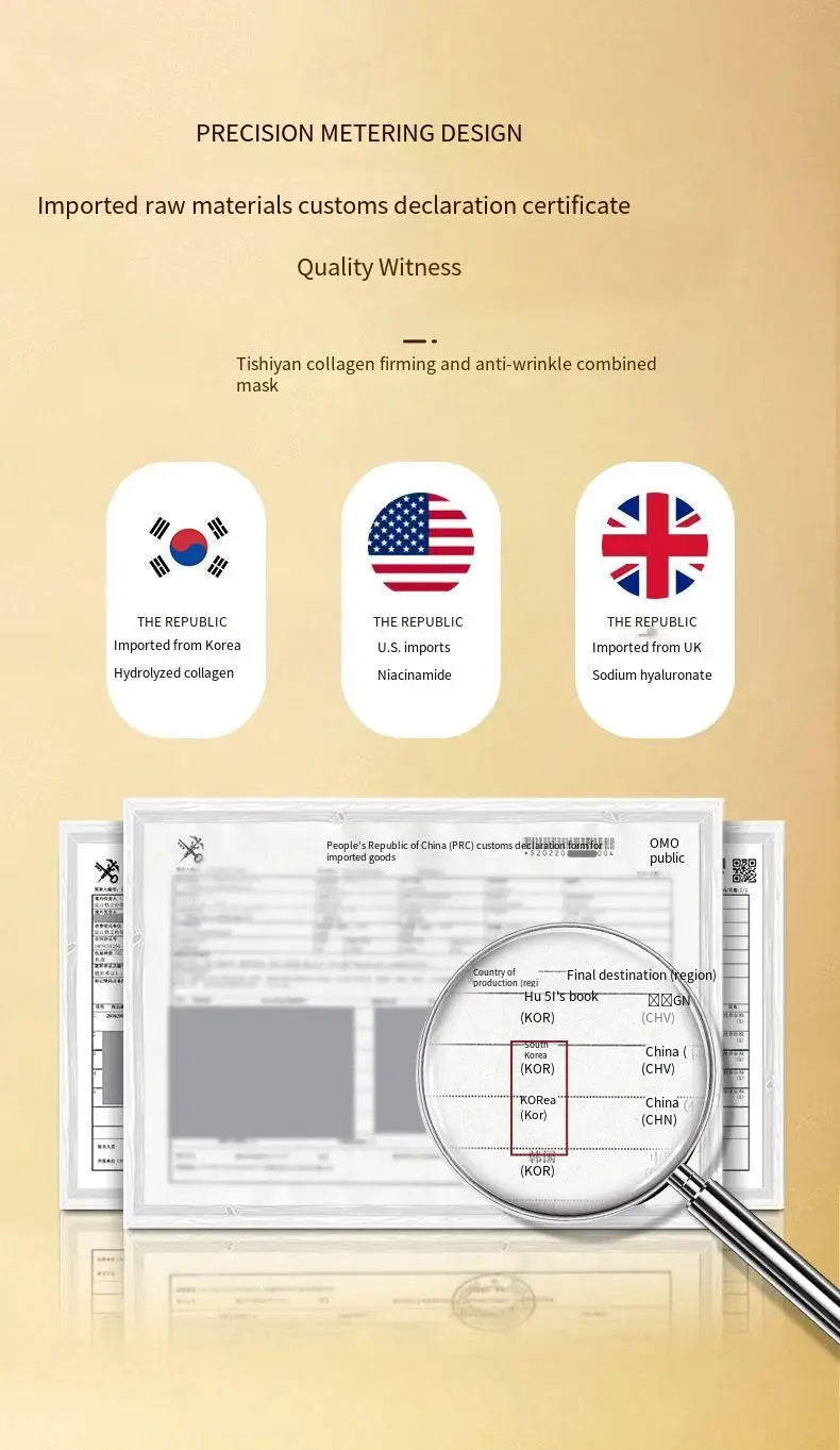 1 Caixa de Máscara em Pó Liofilizado de Peptídeo de Colágeno Set Levanta e Firme o Rosto em V Ácido Hialurônico Clareia, Hidrata e Rejuvenesce a Pele