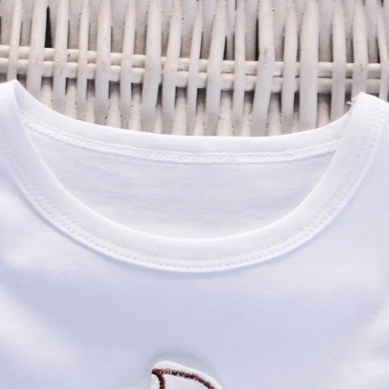 2 Pcs Criança Bebê Crianças Meninas Conjunto de Roupas de Manga Curta T-shirt Tops + Shorts Outfit Crianças Algodão Tops Calças Set