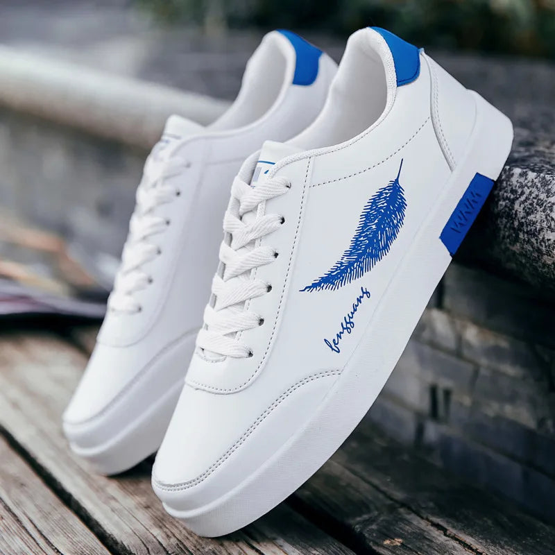 Homens brancos Calçados Esportivos Moda Homens Sapatos Casuais Homem de Couro Flats Conforto Resistente Tênis Casuais Masculinos Zapatillas De Hombre