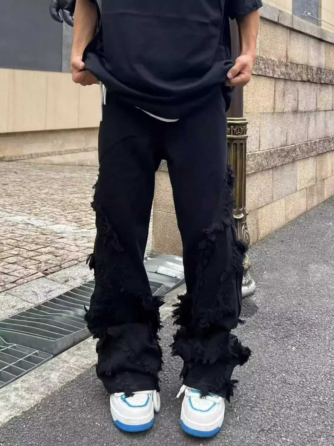 Jeans de Rua Estilo Americano Erosão Danos Raw Edge para Homens Estilo Harajuku Dança Reta Jeans Brancos Roupas Y2k para Mulheres