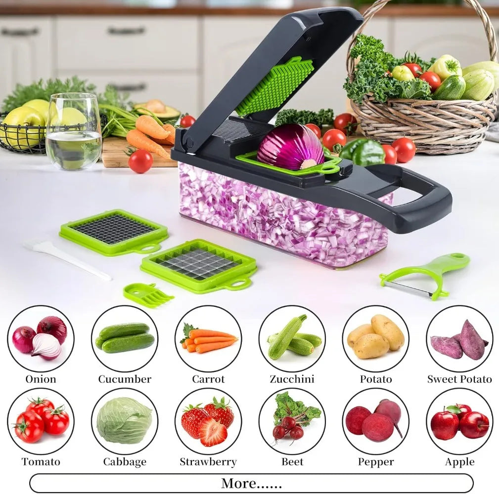 16/25 em 1 Cortador Multifuncional de Legumes com Cabo Ralador de Alimentos Cortador de Legumes Fatiador Picador Itens de Cozinha Ferramenta de cocina