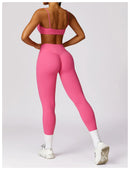 Sexy Fitness Treino Mulheres Conjunto de Ioga Treino Sem Costura Sportswear Roupas de Ginástica Sutiã Esportivo Top Leggings de Cintura Alta Ternos Esportivos