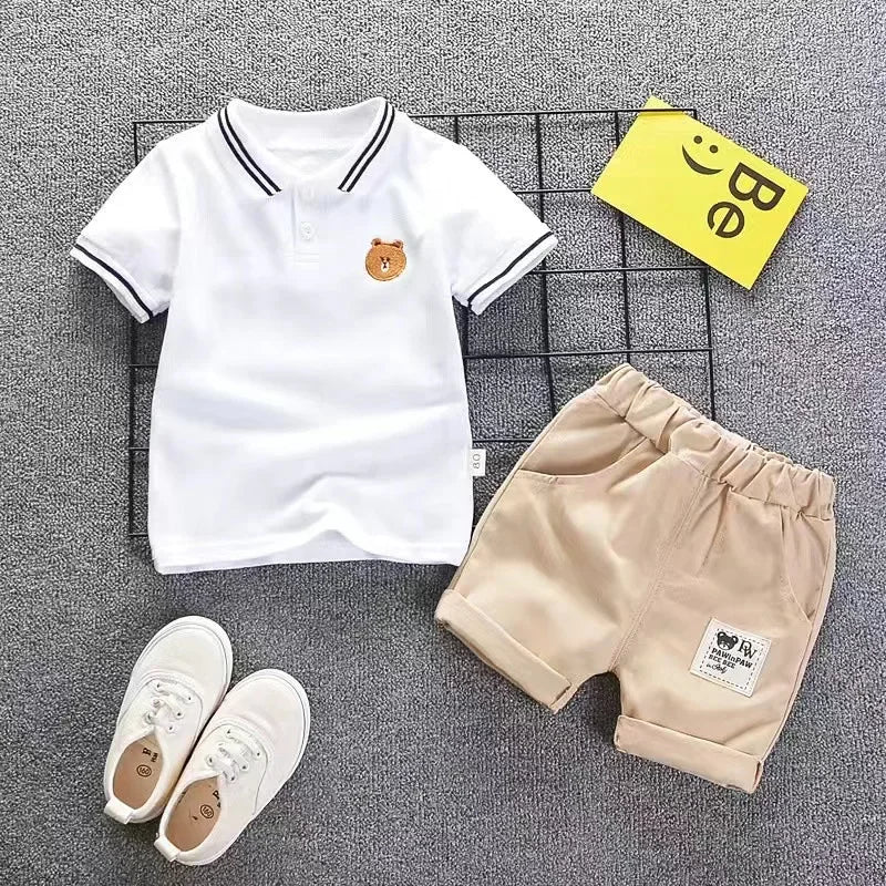 Crianças Roupas mãe Crianças Roupas Crianças Conjuntos Meninos T-shirt Shorts Verão Algodão Manga Curta moda Suit2PCS
