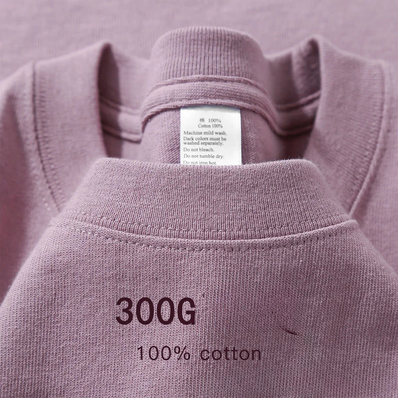 Camiseta de algodão de verão resistente 300 gramas algodão puro americano manga curta camiseta masculina casual base top camiseta grande