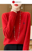 2025 Outono/Inverno Feminino Novo Moletom Com Capuz De Caxemira Elegante Bordado Meio Alto Gola Macia Caxemira Explosiva100% Lã Australiana