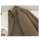 Outono Inverno Novo Blazer Casacos Jaquetas de Lã Feminina Manga Comprida Entalhado Vintage Grosso Outerwears Roupas Femininas Elegantes