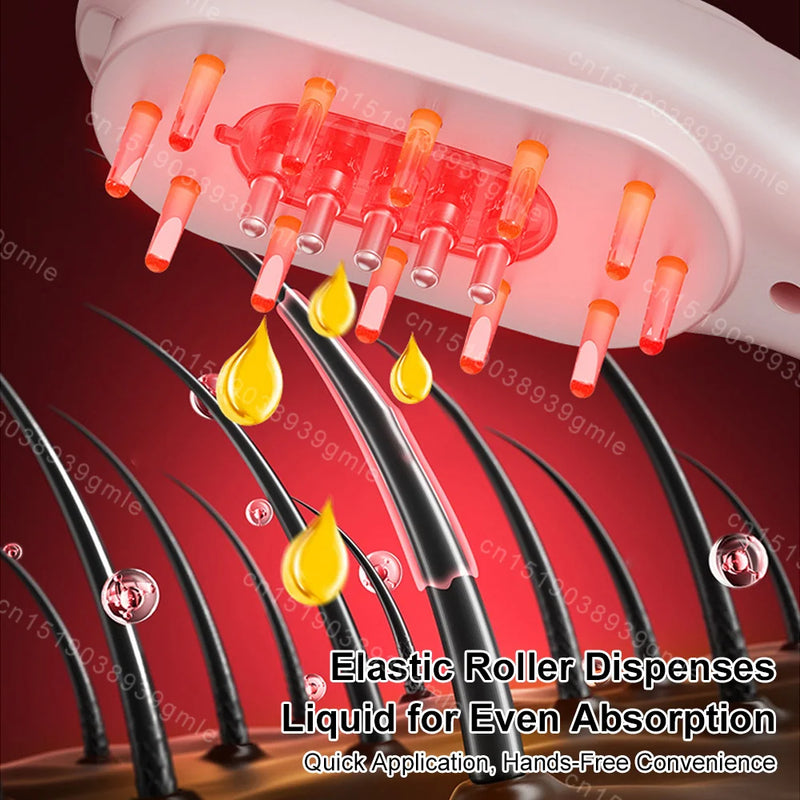 Massageador de Luz Vermelha e Azul Pente Massageador de Cabelo Aplicador para Couro Cabeludo Massageador de Cabeça Pente de Massagem Elétrico Pente de Massagem Capilar com Nano Vibração