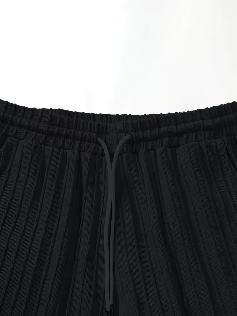 Nova moda masculina esportes de verão cor sólida gola vertical listra T-shirt shorts terno de manga curta