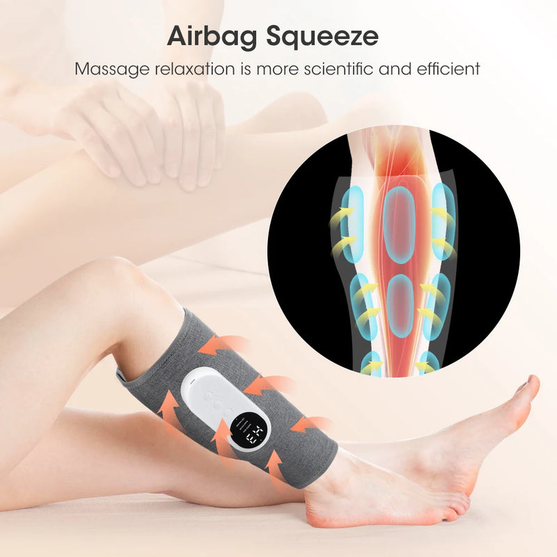 Massageador de Panturrilha Elétrico com Aquecimento, Amassamento e Pressão de Ar - Massageador de Pernas para Circulação Sanguínea, Compressão de Ar para Pernas, Sem Fio