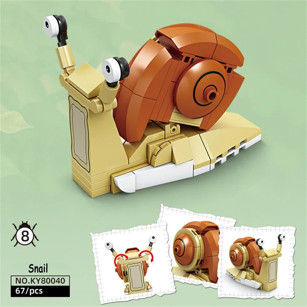 Conjunto de Brinquedos de Blocos de Construção de Insetos Joaninha - Brincadeira Duradoura para Crianças, Ótimos Modelos Colecionáveis Libélula Mantis Mosca Doméstica & Mais