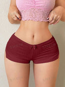 Shorts de Pijama Confortáveis para Mulheres Bonitos com Abertura Lateral Cintura Baixa Calças Elásticas para Pijamas para Pijamas