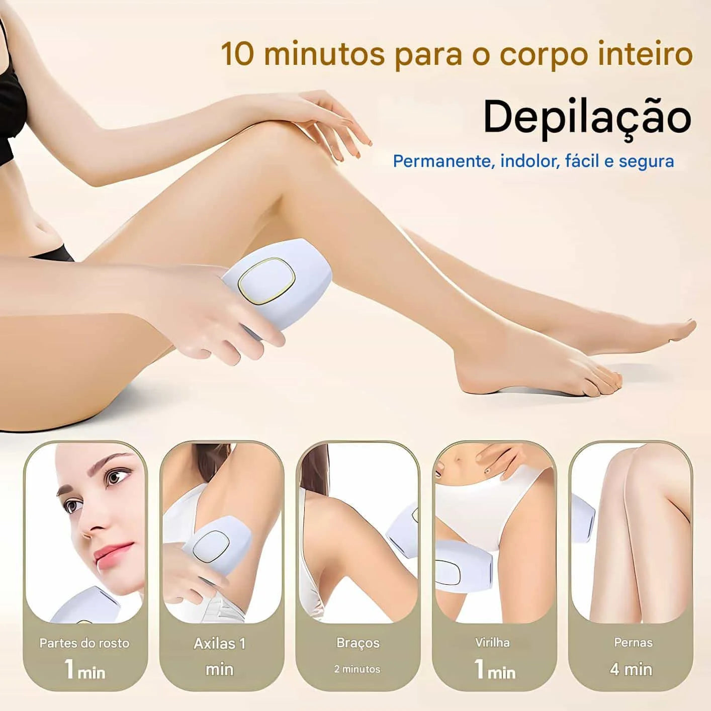 Dispositivo de Depilação IPL 490.000 Pulsos para Mulheres