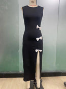 Roupas Femininas 2025 Primavera e Verão Temperamento Slim Fit Vestido Bow Vest Saia