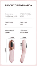 Massageador de Luz Vermelha e Azul Pente Massageador de Cabelo Aplicador para Couro Cabeludo Massageador de Cabeça Pente de Massagem Elétrico Pente de Massagem Capilar com Nano Vibração