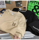 Hefty Walfr Checks Estilo Japonês Ins Camiseta de Manga Curta para Homens Primavera Verão Juventude Oversize Gola Redonda Meia Manga