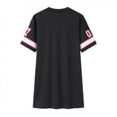 2024 Nova Moda Decote Em V Rainha Letras Vestido Estampado Manga Curta Basquete Estilo Esportivo Sexy Solto Roupas Femininas Streetwear