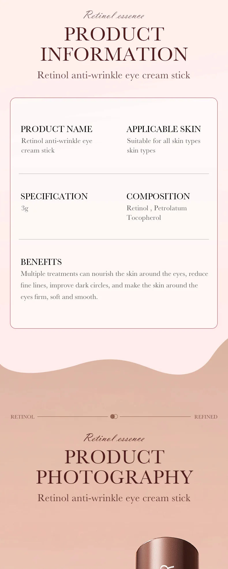Bastão de Creme para Olhos com Retinol para Remover Olheiras