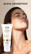 Protetor Solar Tintado FPS 50+ Hidratante Proteção UV para Rosto e Corpo Bloqueador Solar Leve Antienvelhecimento À Prova D'Água Clareador Uso Diário