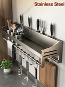 Rack de armazenamento multifuncional Suporte de tábua de corte Utensílios de parede para rack de temperos de cozinha Suporte de colher organizar