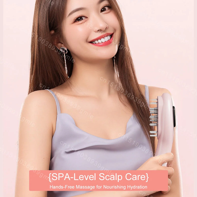 Massageador de Luz Vermelha e Azul Pente Massageador de Cabelo Aplicador para Couro Cabeludo Massageador de Cabeça Pente de Massagem Elétrico Pente de Massagem Capilar com Nano Vibração